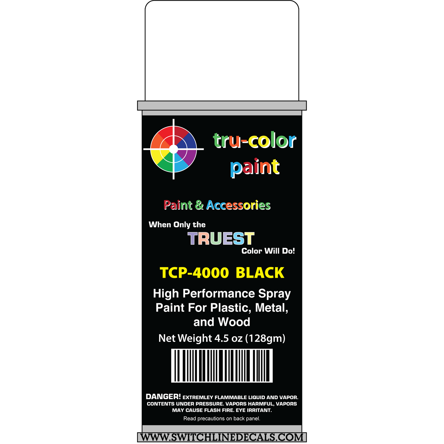 Tru Color Paint TCP 4000 Black Spray Can 4.5 oz Spray Can