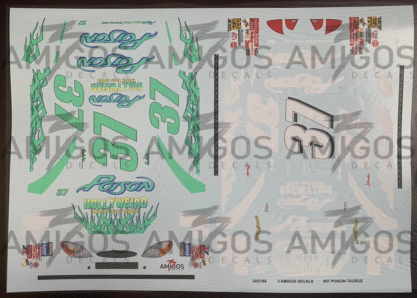 3 Amigos Decals #37 POISON 2002 TAURUS NEON Decal Set