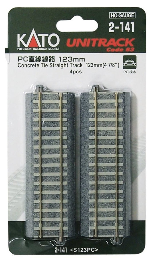 HO Scale Kato Unitrack 123MM concrete tie straight track 4 pack