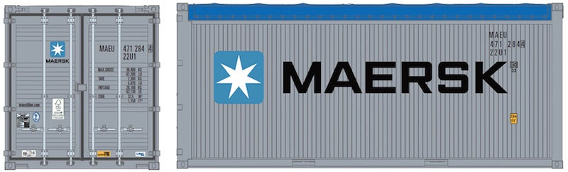 HO Scale PT Trains 20' Canvas Top Maersk Container