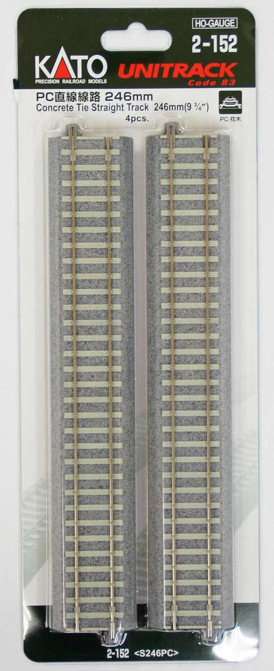 HO Scale Kato Unitrack 246MM straight concrete tie 4 pack