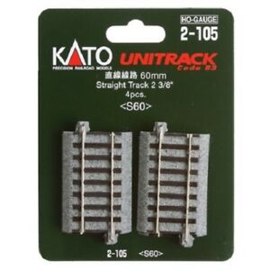 HO Scale Kato Unitrack KAT2-105 60MM straight track 4 pack