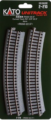 HO Scale Kato Unitrack 21 5/8" Curve 550MM 4 pack