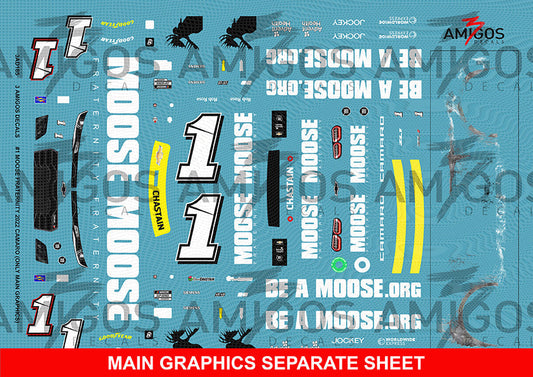 3 Amigos Decals 1:24 #1 MOOSE FRATERNITY (ONLY MAIN GRAPHICS SHEET)