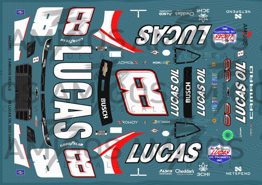 3 Amigos Decals #8 LUCAS OIL 2023 Camaro Decal Set 1:24