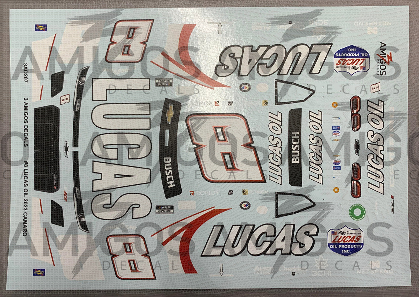 3 Amigos Decals #8 LUCAS OIL 2023 Camaro Decal Set 1:24