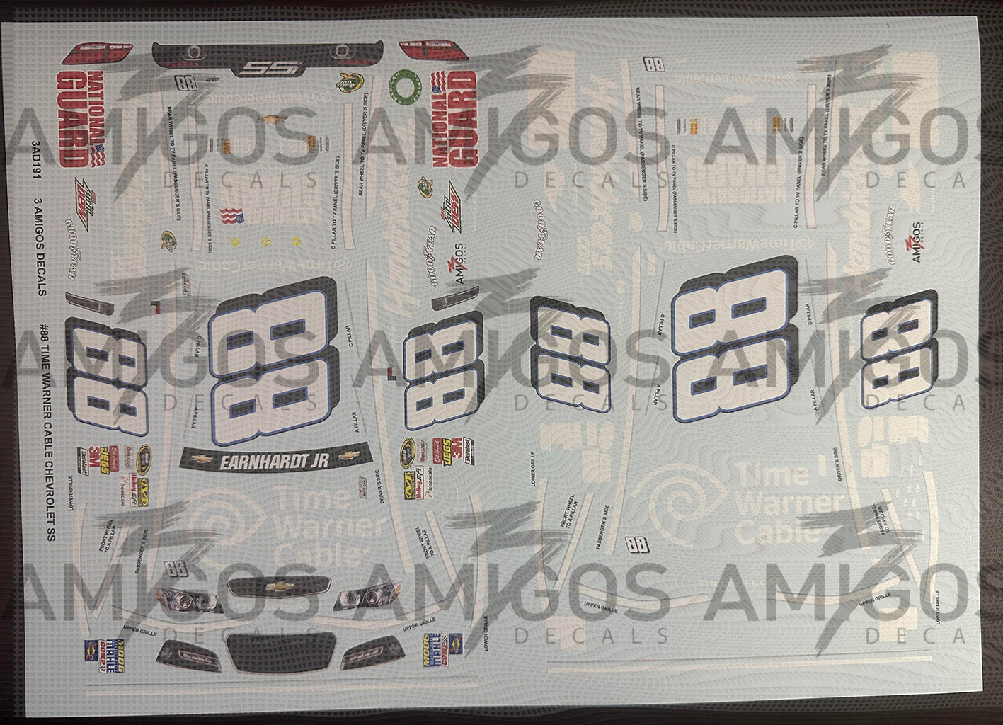3 Amigos Decals #88 TIME WARNER CABLE DALE JR. 2013 CHEVROLET SS 1:24 DECAL SET