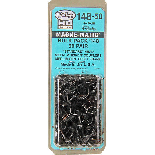 Kadee #148-50 HO Scale Bulk Pack - 50 pair #148 Whisker Metal Couplers - Medium (9/32