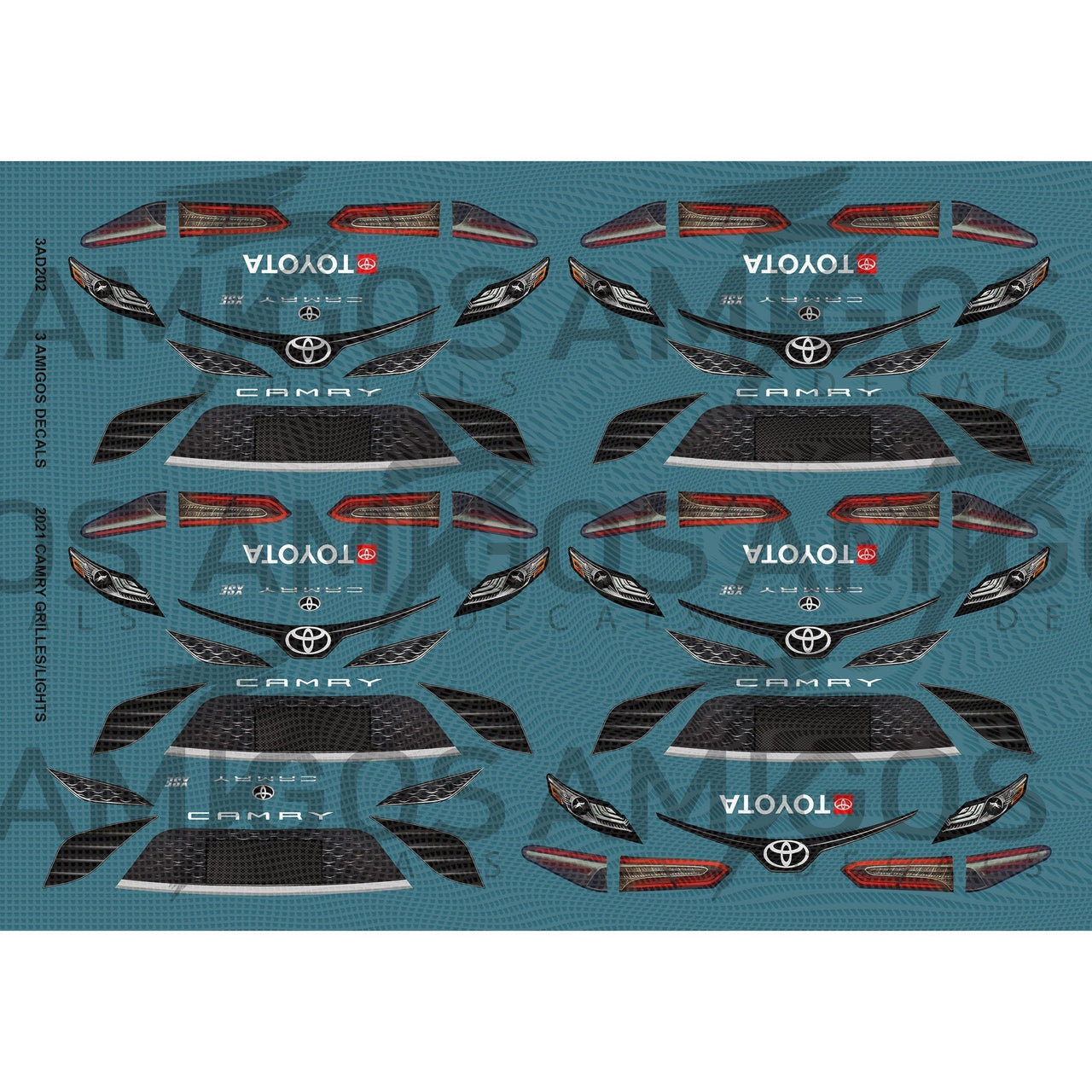 3 Amigos Decals 2021 Camry Grilles and lights Decal Set 1:24
