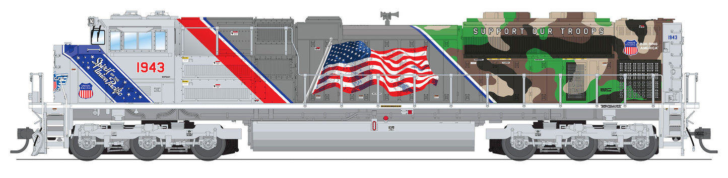 HO Scale Broadway Limited SD70AH UP 1943, "Support Our Troops", Paragon4 Sound/DC/DCC, w/ Smoke, HO