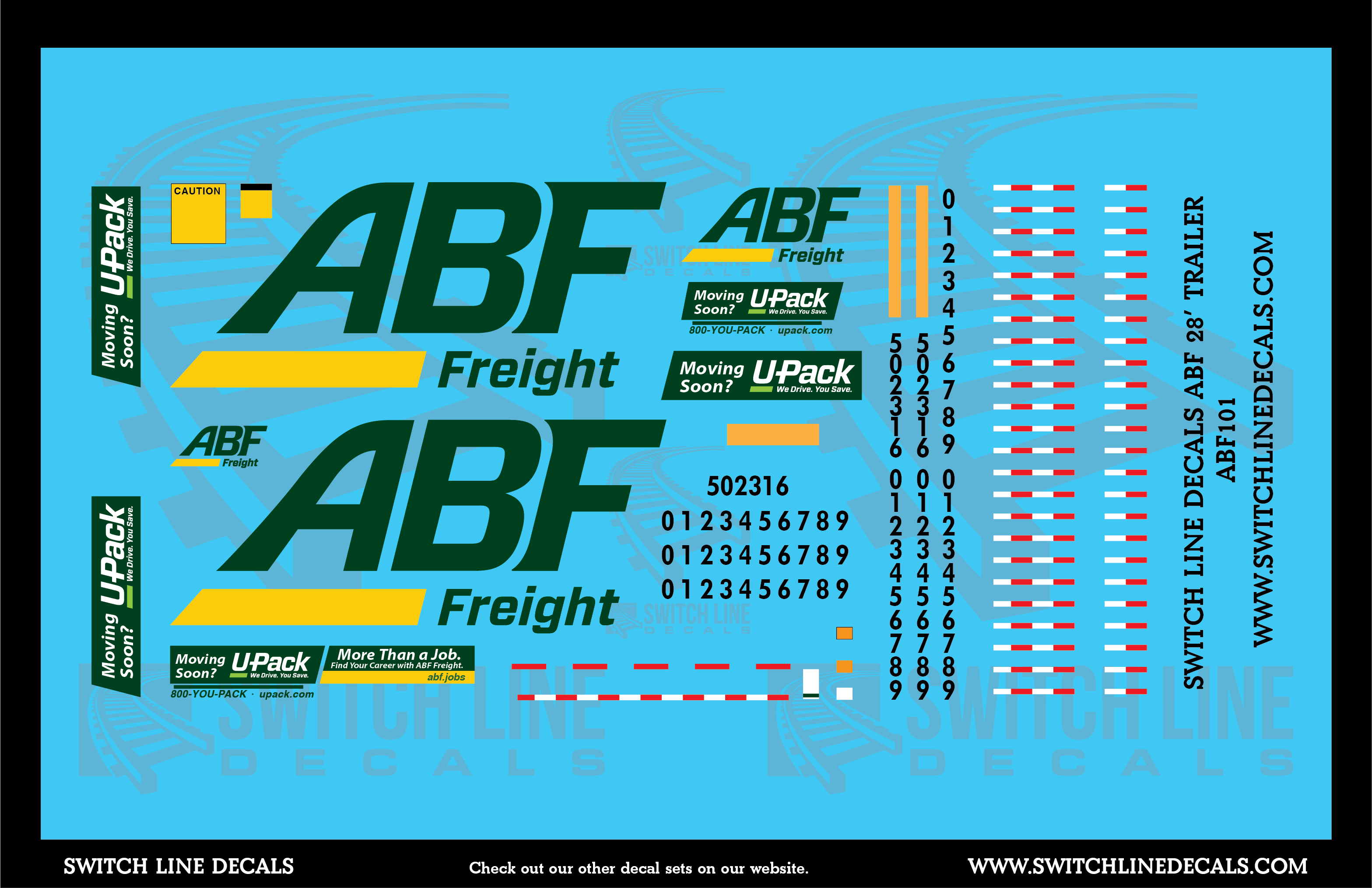 S Scale Modern ABF Freight 28' Trailers Decal Set – Mountain West Model ...