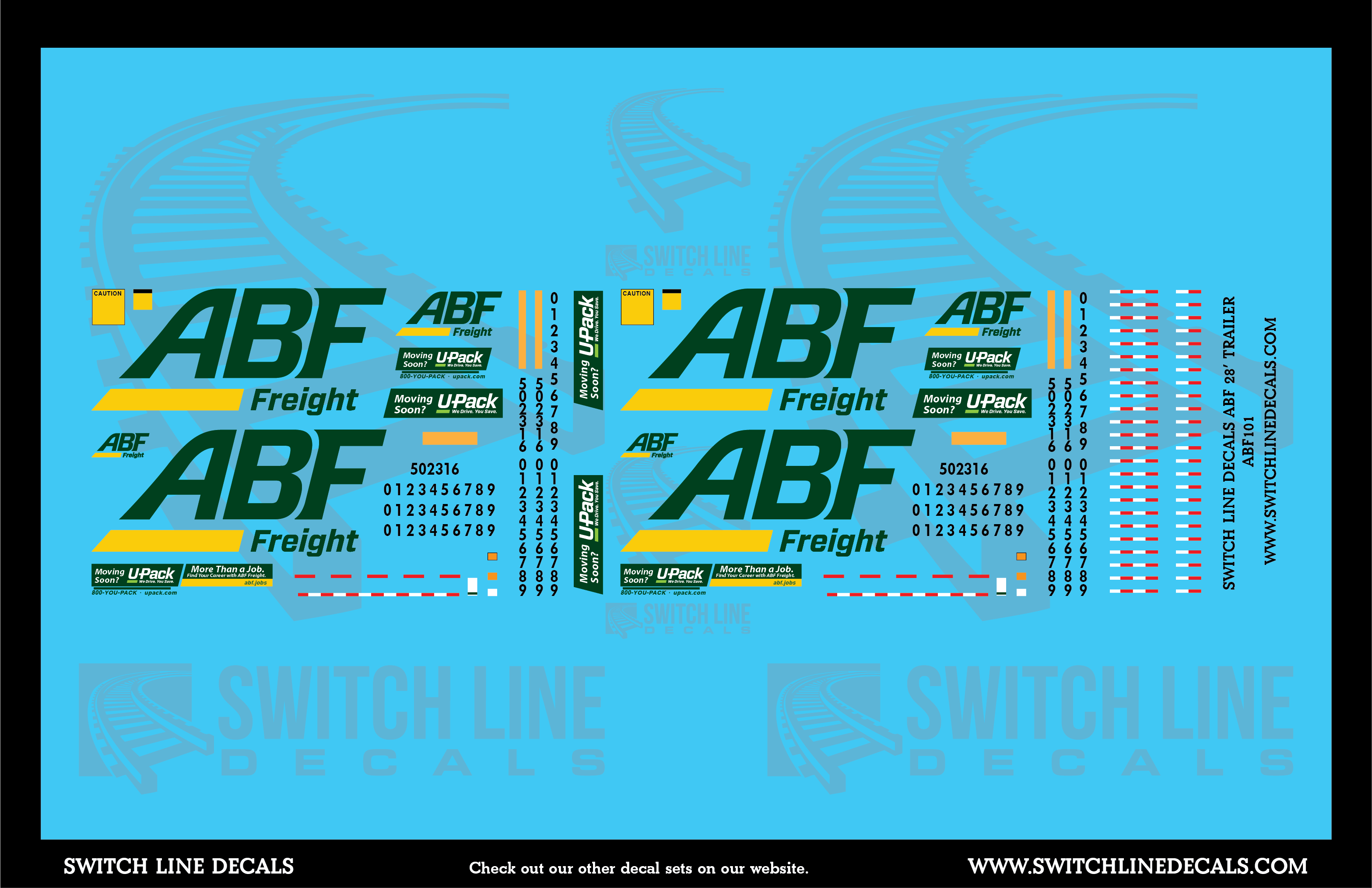 HO Scale Modern ABF Freight 28' Trailers Decal Set – Mountain West ...