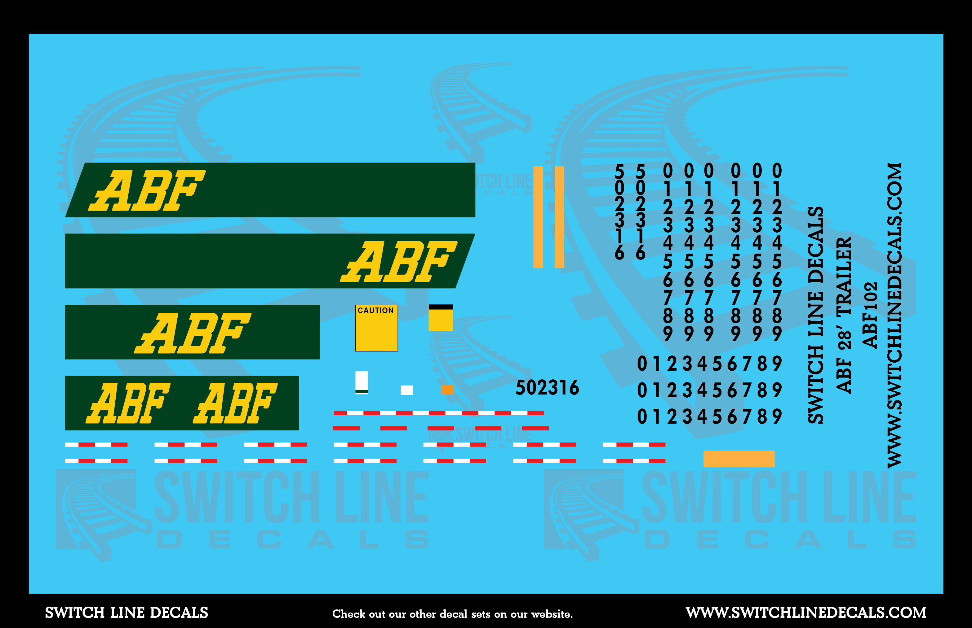 S Scale ABF Freight 28' Trailers Decal Set – Mountain West Model Trains