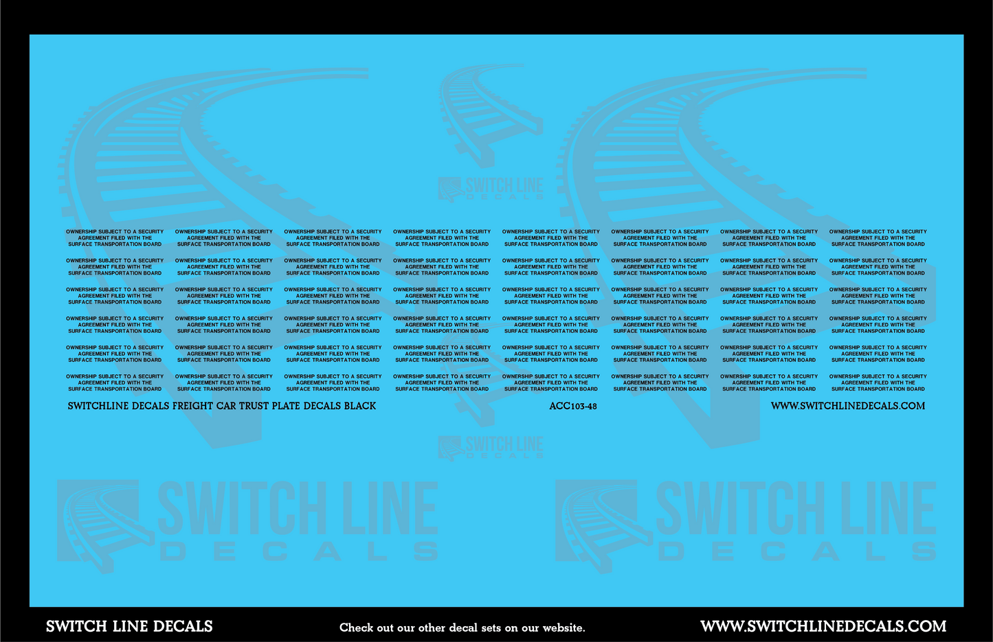 O Scale Freight Car Trust Plates Black Decal Set