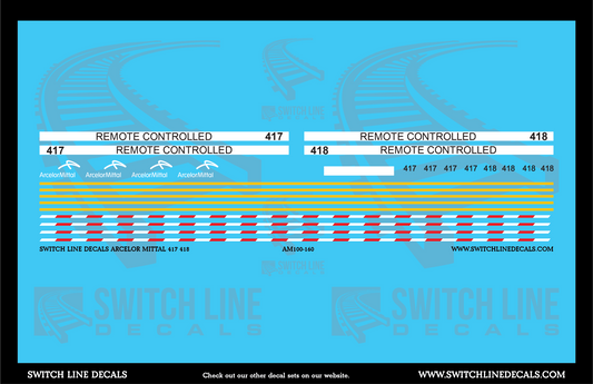 N Scale Arcelor Mittal 417 418 Locomotive Decal Set