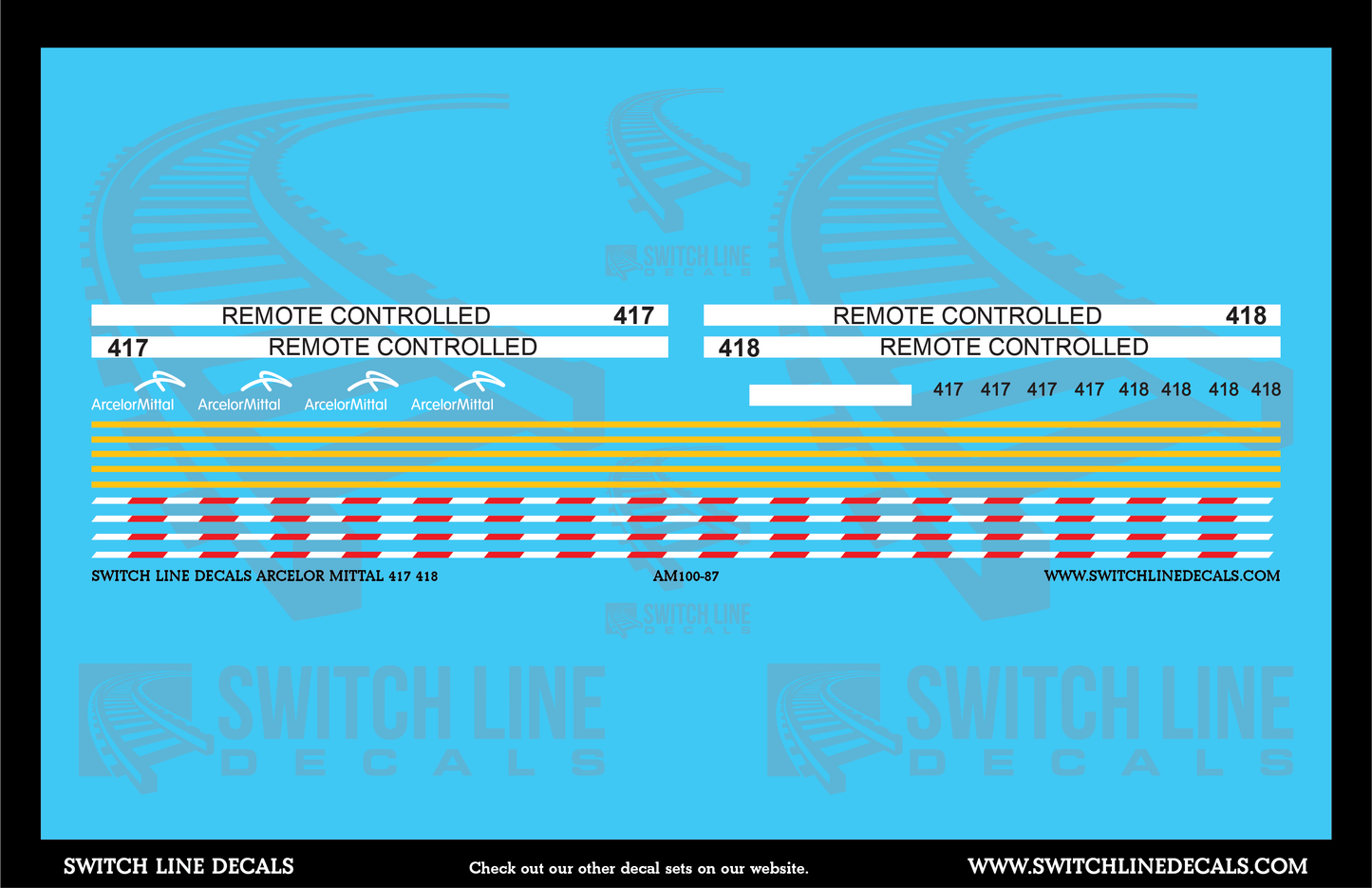 HO Scale Arcelor Mittal 417 418 Locomotive Decal Set