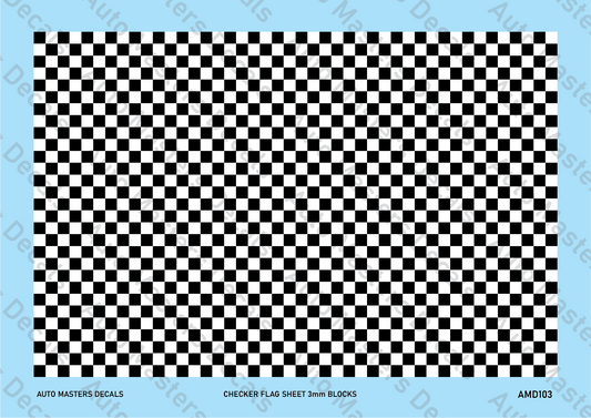 Auto Masters Decals Checkered Flag Sheet Decal Set 3mm Blocks