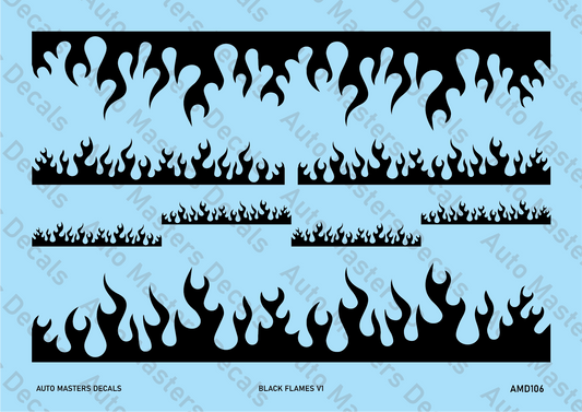 Auto Masters Decals Black Flames V1 Decal Set