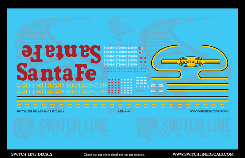 HO Scale Santa Fe Dash 8 Locomotive Decal Set