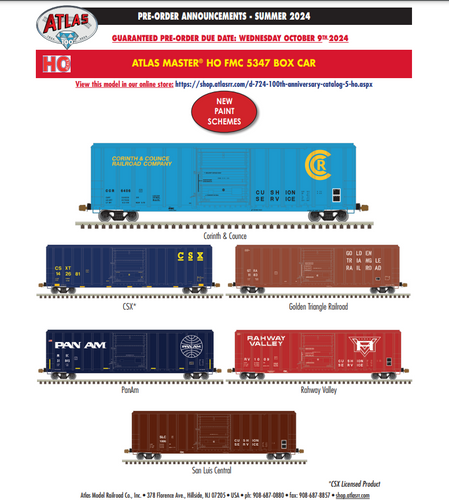 HO SCALE Atlas master HO FMC 5347 box car PREORDER