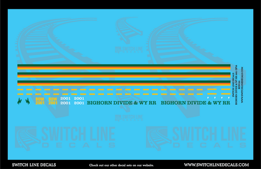 N Scale Bighorn Divide & WY RR 2001 GP38-2 Locomotive Decal Set