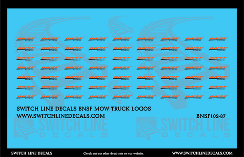 HO Scale BNSF MOW Trucks Logos Decal Set