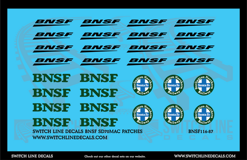 HO Scale BNSF SD70MAC Patches Decal Set