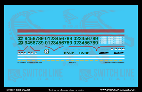 Ho Scale BNSF ex Burlington Northern SD70MAC Locomotive Decal Set