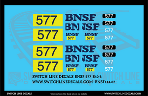 HO Scale BNSF 577 B40-8 Locomotive Decal Set