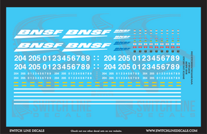 HO Scale BNSF Smurf Locomotive Decal Set