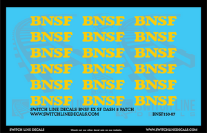 HO Scale BNSF Ex Santa Fe Dash 8 Patch Decal Set