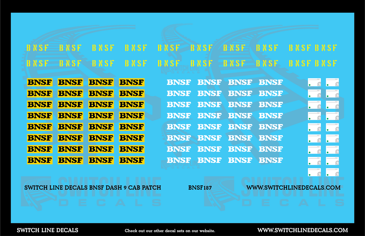 N Scale BNSF Dash 9 Cab Patch Decal Set for Ex Santa Fe C44-9W Locomotives