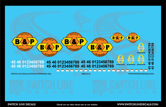 O Scale Buffalo & Pittsburgh SD45 Locomotive Decal Set
