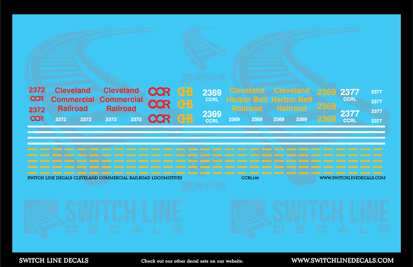 N Scale Cleveland Commercial / Harbor Belt Railroad Locomotives Decal Set
