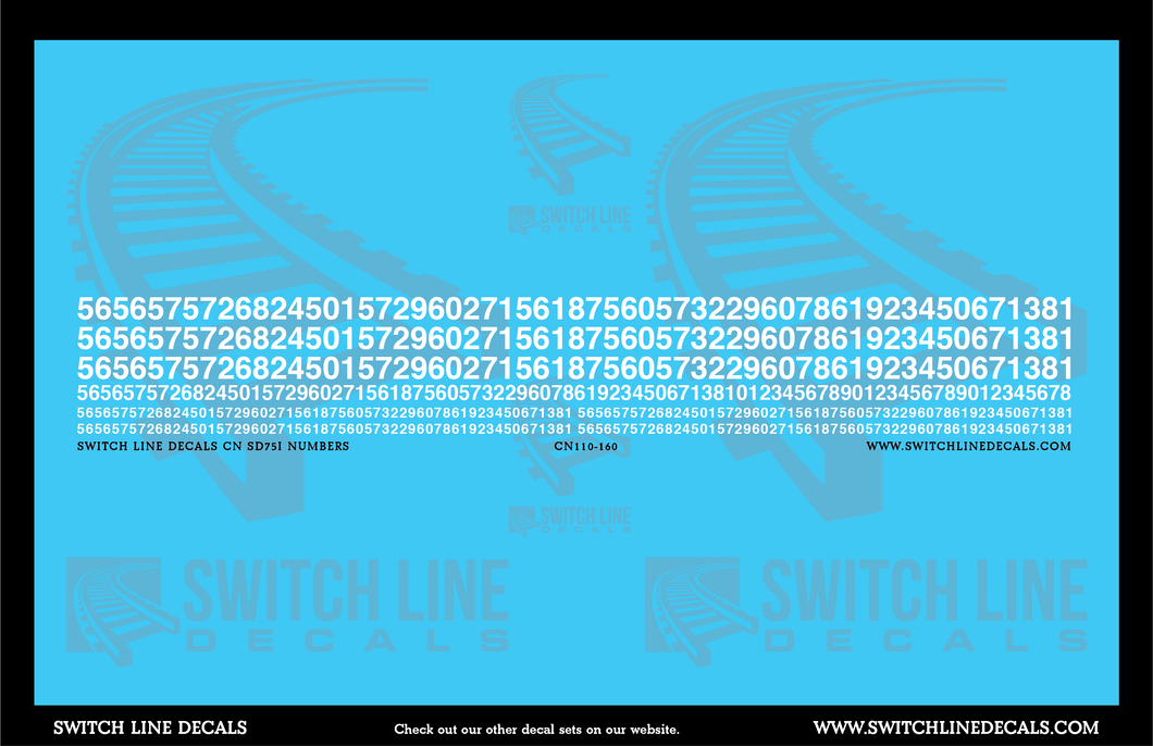 N Scale Canadian National SD75I Locomotive Numbers Decal Set