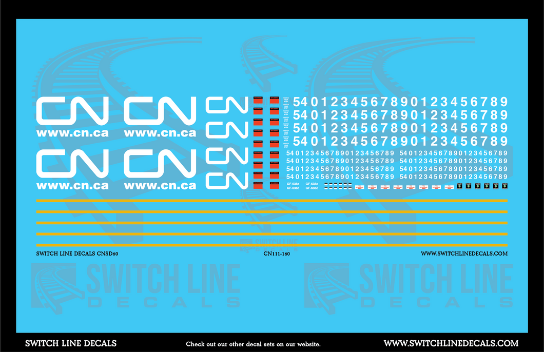 N Scale Canadian National SD60 Locomotive Decal Set