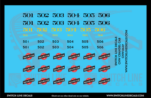 HO Scale CNW Crandel Cab Locomotive Decal Set