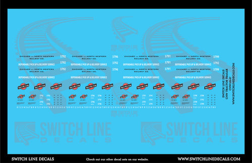 HO Scale Chicago & Northwestern Tractor Trailer Decal Set