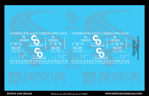 N Scale Chesapeake & Ohio C&O For Progress Logo 40' Box Cars Decal Set