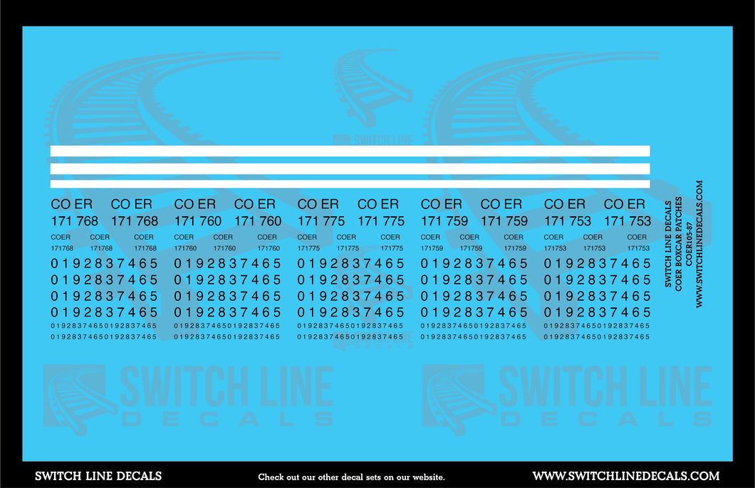 HO Scale COER Boxcar Patches Decal Set
