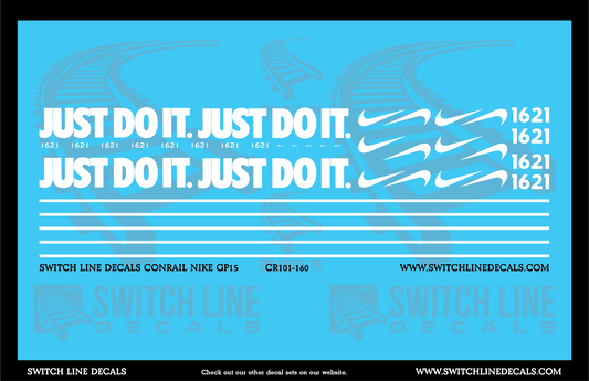 N Scale Conrail Nike GP15 Locomotive Decal Set