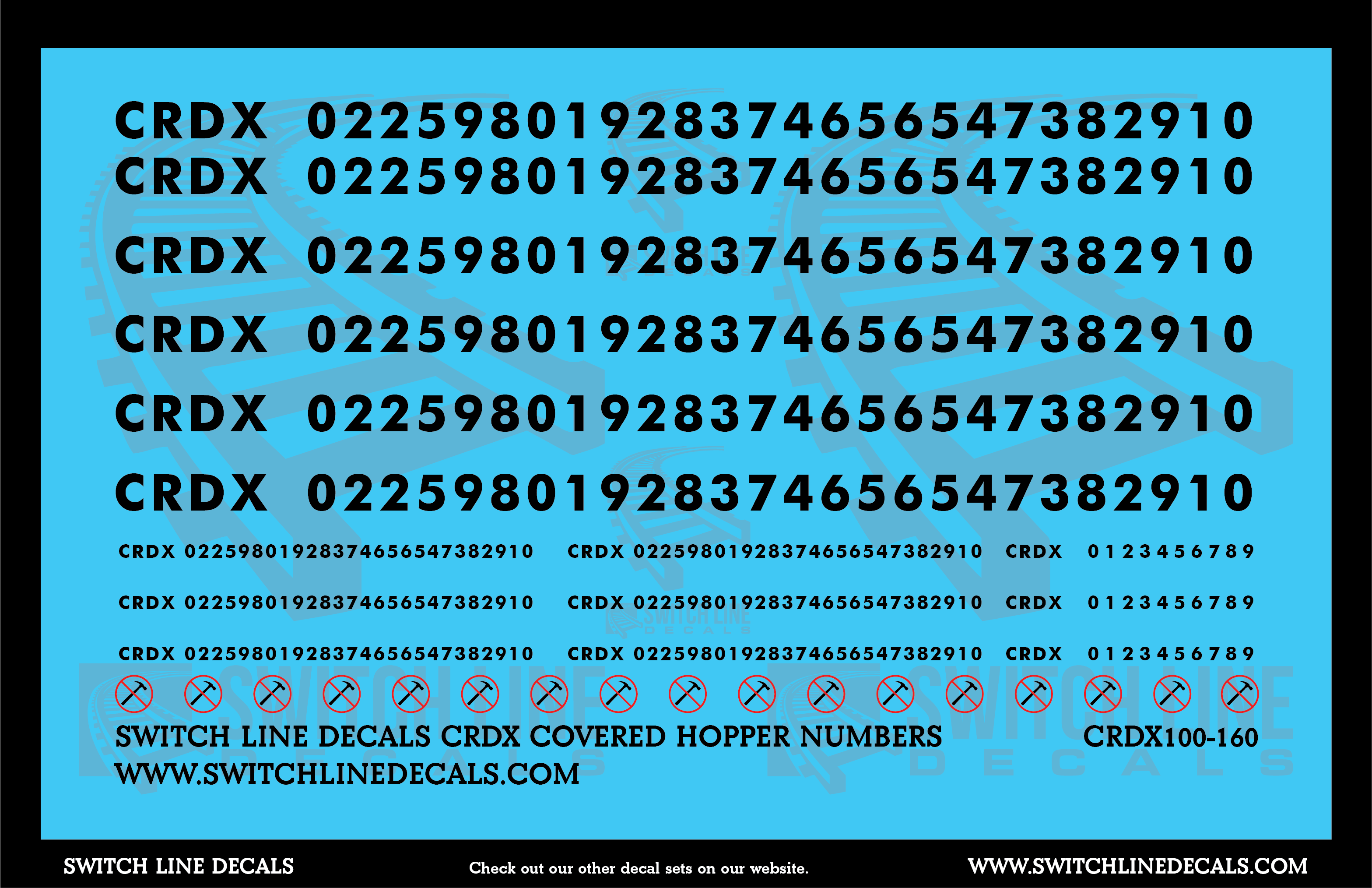 N Scale CRDX Covered Hopper Numbers Decal Set – Mountain West Model Trains