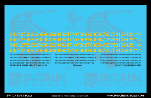 N Scale CSX GEVO Numbers V2 Decal Set