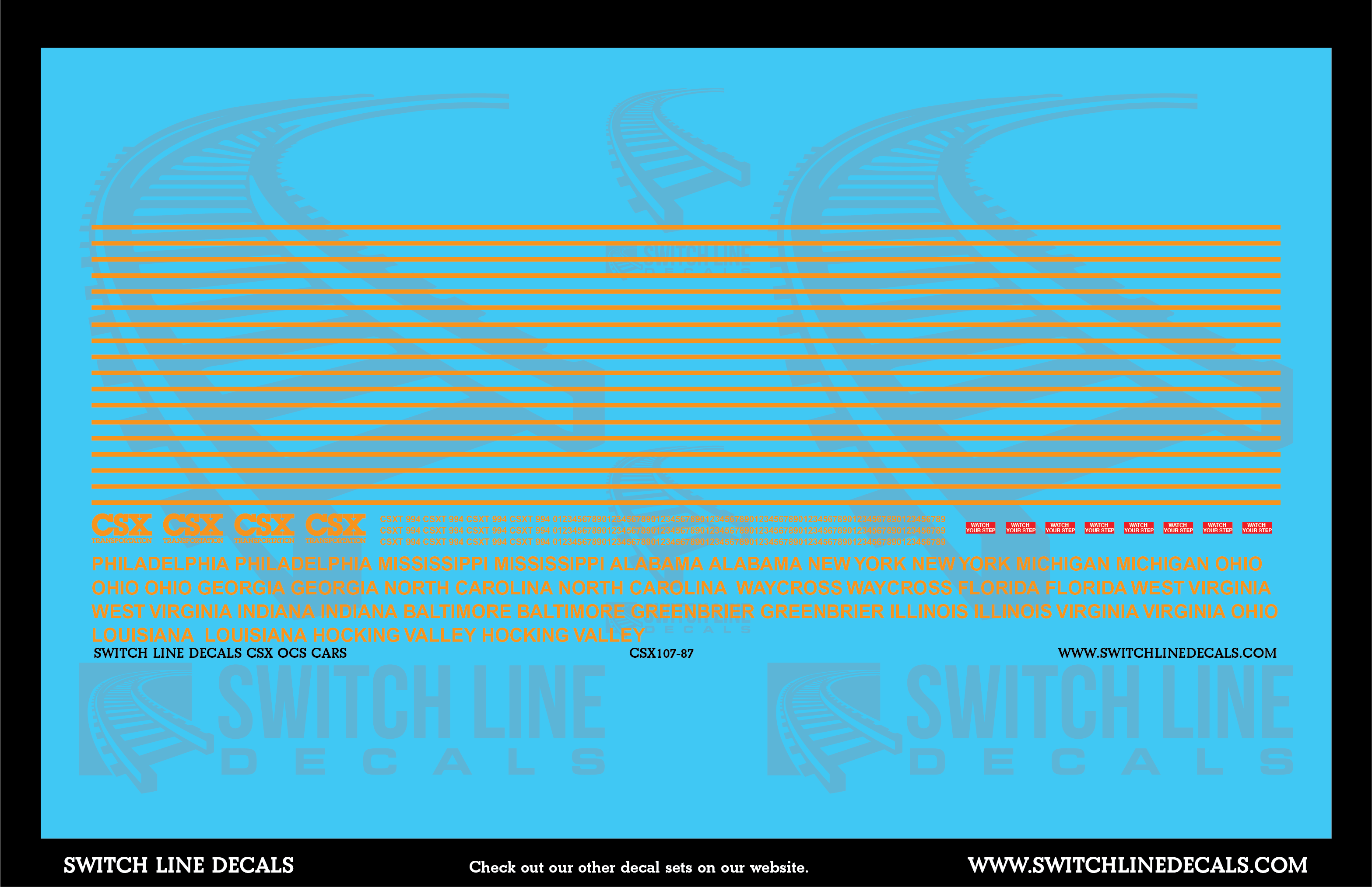 HO Scale CSX OCS Cars Decal Set – Mountain West Model Trains
