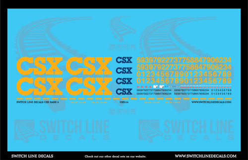 N Scale CSX GE Dash 8 Locomotive Decal Set