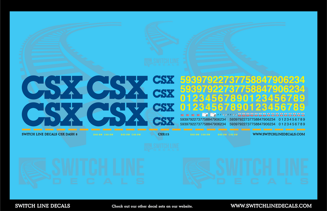 N Scale CSX GE Dash 8 YN2 Locomotive Decal Set