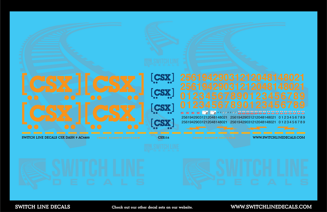 N Scale CSX Dash 9/AC4400 Locomotive Decal Set