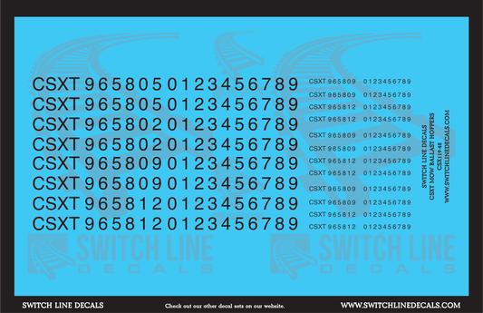 O Scale CSX CSXT Ballast Hoppers Numbering Decal Set