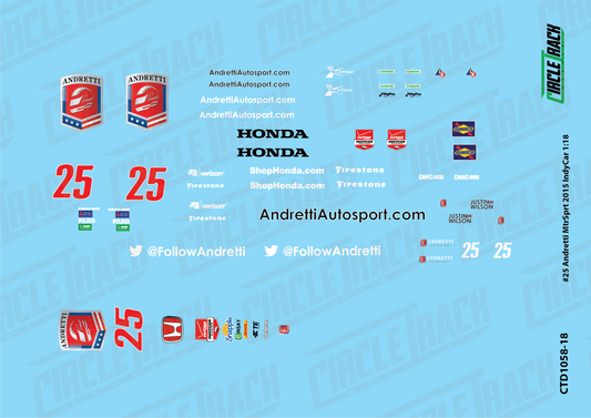Circle Track Decals #25 Andretti Motorsport 2015 IndyCar 1:18 Decal Set