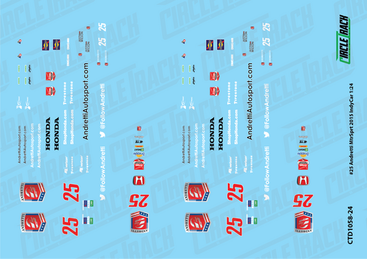 Circle Track Decals #25 Andretti Motorsport 2015 IndyCar 1:24 Decal Set